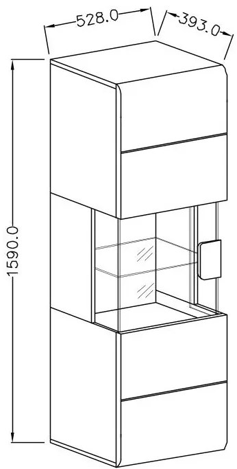 Magas fali vitrin Tamie Typ 07 (fényes fehér + sanremo tölgy) (B). 1030179