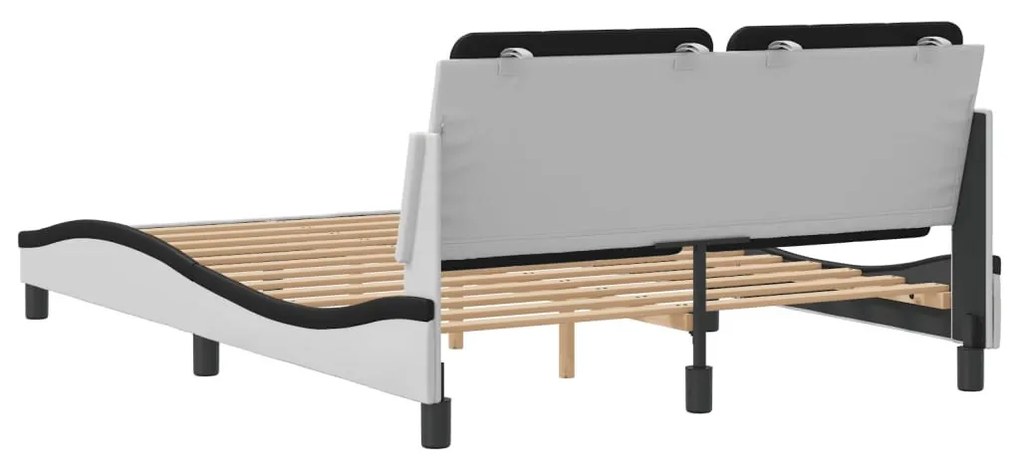 fehér és fekete műbőr ágykeret matrac nélkül Zadar 140 x 200 cm