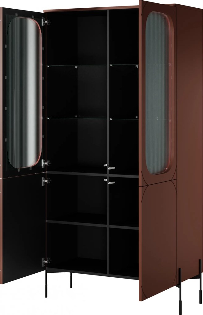 Sonatia vitrines szekrény 100 cm négyajtós - bordó