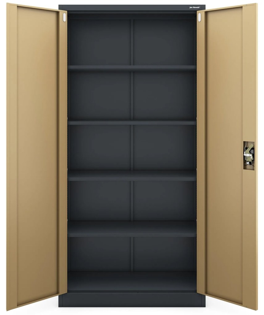 Fém iratszekrény JAN, 900 x 1850 x 400 mm, Eco Design: antracit/ dió