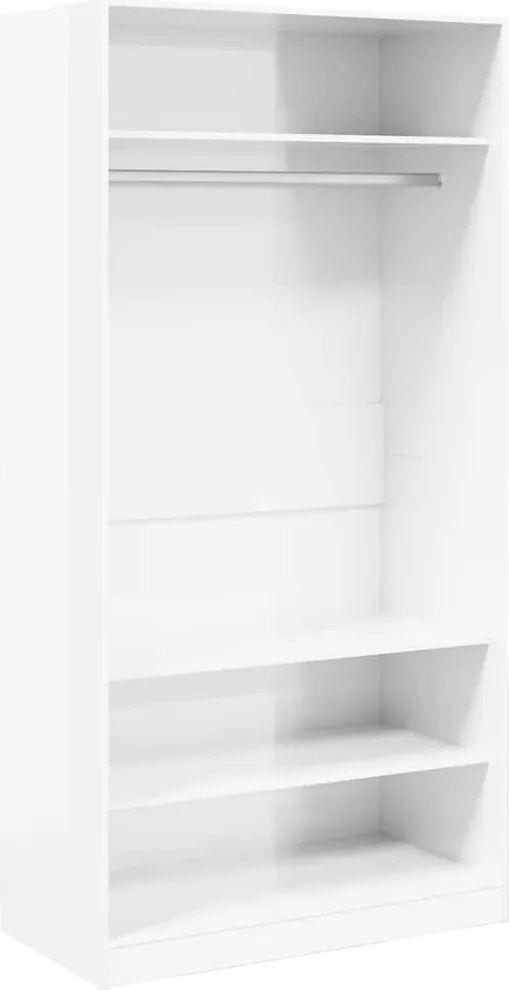 vidaXL magasfényű fehér szerelt fa ruhásszekrény 100 x 50 x 200 cm