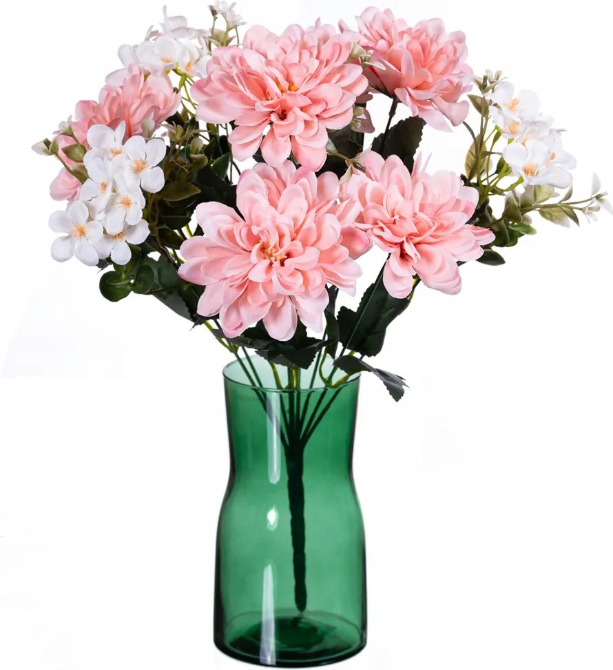 Dália rózsaszín csokor kiegészítőkkel