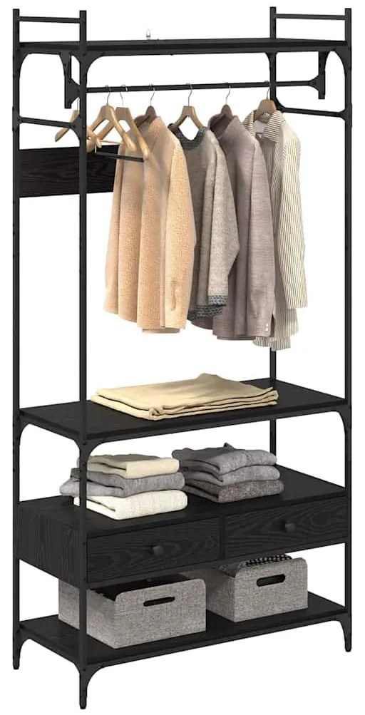 Ruhásszekrény fiókkal Musta tammi 89 x 39 x 184.5 cm Faanyag