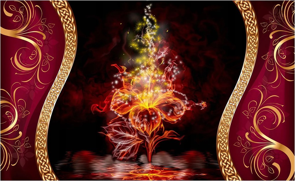 Fotótapéta Virágos tűztánc az éjszaka sötétjében mágia 208x146 +ragasztó