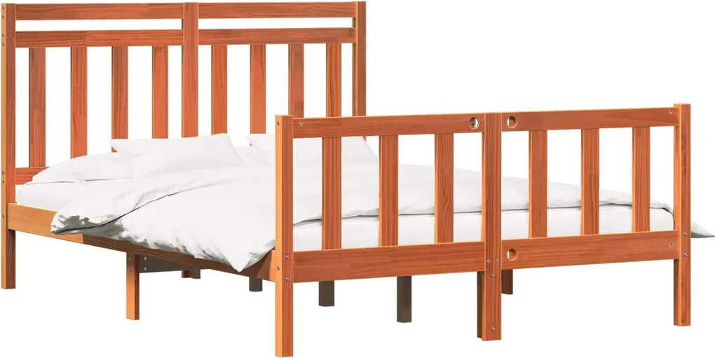 vidaXL Ágykeret Faggyú barna 205,5 x 165,5 x 100 cm Tömör fenyőfa