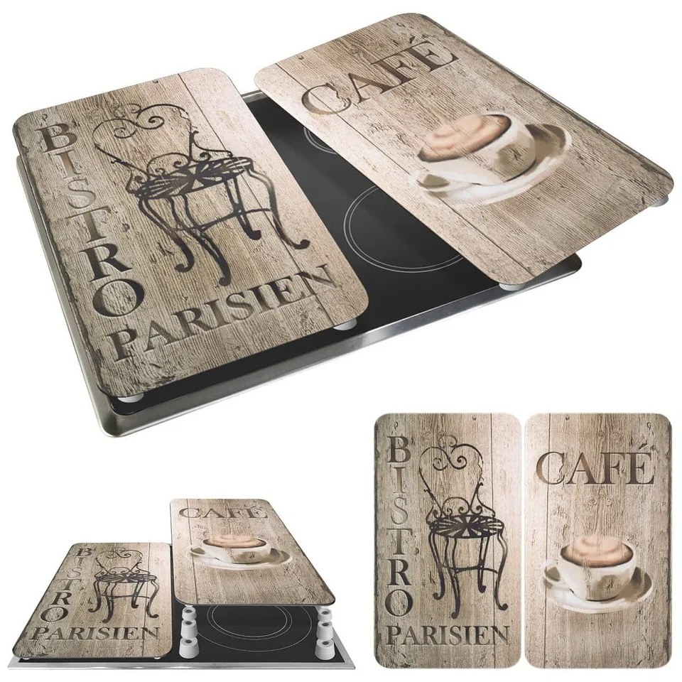 Edzett üveg tűzhely fedőlap szett 2 db-os 30x52 cm Bistrot – Wenko
