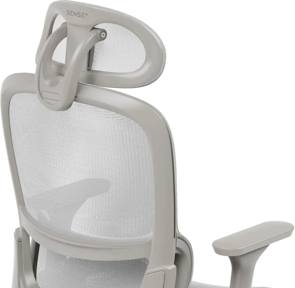 Ergonomikus irodai forgószék Neyo deréktámasz, fejtámla, háló, szürke