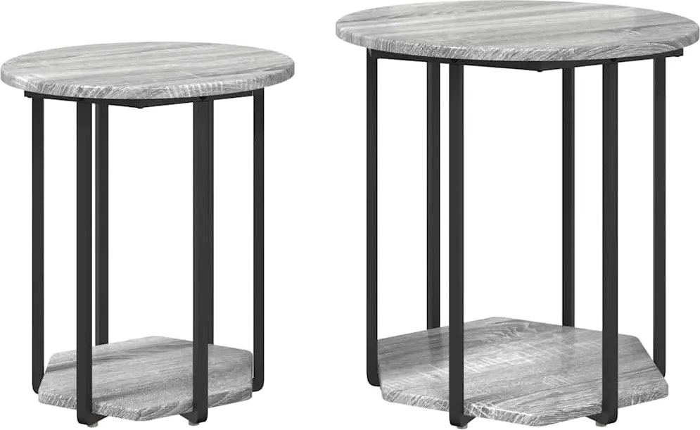 vidaXL Kisasztal készlet polcokkal 2 pcs Szürke