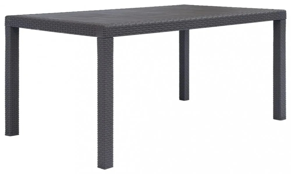 barna rattan hatású műanyag kerti asztal 150 x 90 x 72 cm