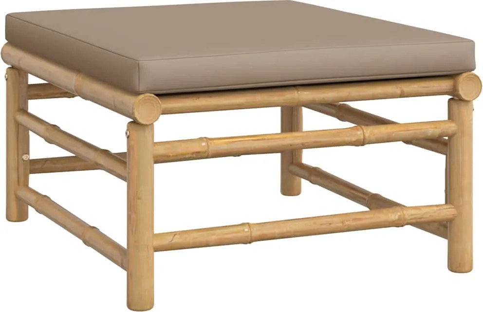 vidaXL bambusz kerti lábtartó tópszínű párnával