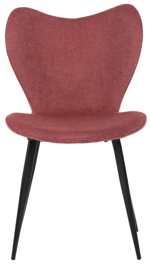 Scaun modern din țesătură în nuanță roșie cu picioare din metal negru. DCL-1031