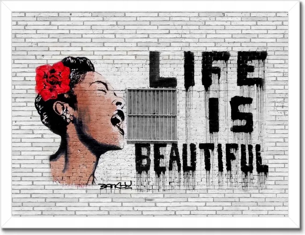 Poszterek keretben 40x30 Banksy Life is beautiful
