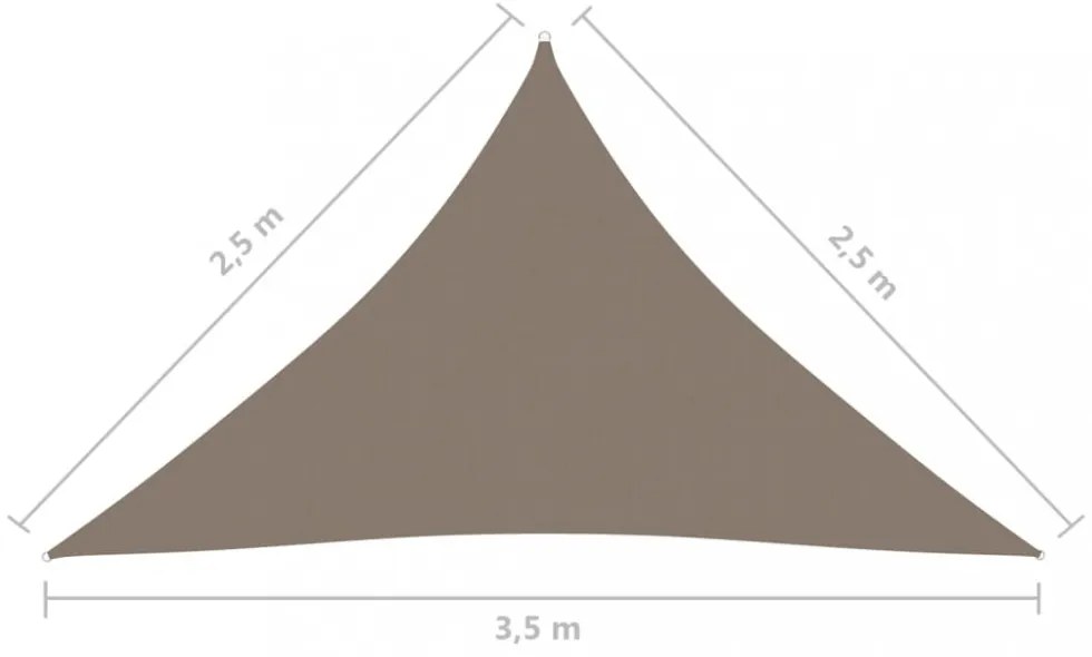 tópszínű háromszögű oxford-szövet napvitorla 2,5 x 2,5 x 3,5 m