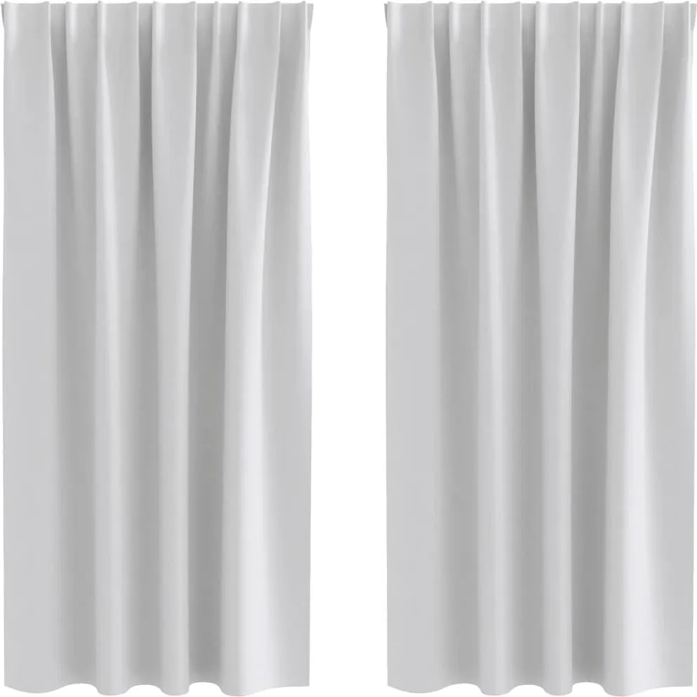 vidaXL Fekete Függöny Gyűrűkkel 2 pcs Világosszürke 175 x 140 cm