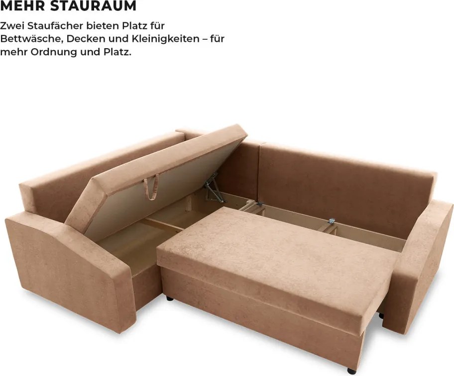 Grande Plus sarokkanapé, baloldali, szövet anyag, barna