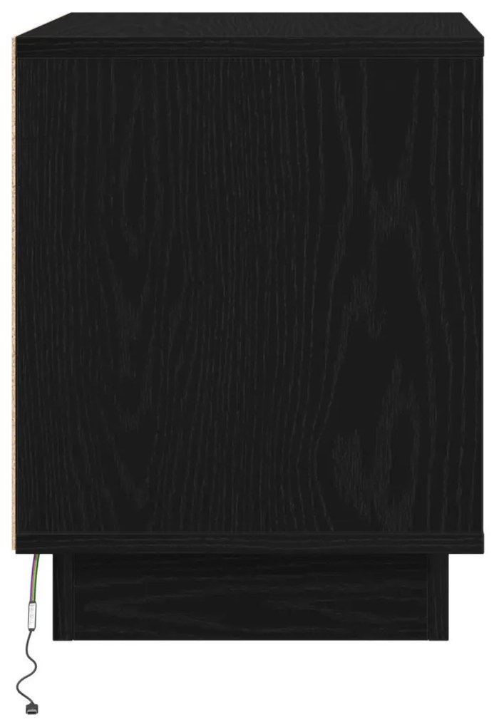 Éjjeli szekrény LED világítással 2 db Fekete tölgy 44x34,5x45 cm