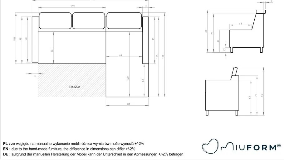 Sötétszürke kinyitható sarokkanapé (bal oldali) Sweet Harmony – Miuform