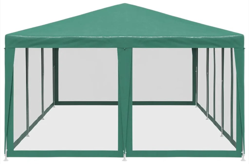 zöld HDPE rendezvénysátor 10 hálós oldalfallal 6 x 4 m