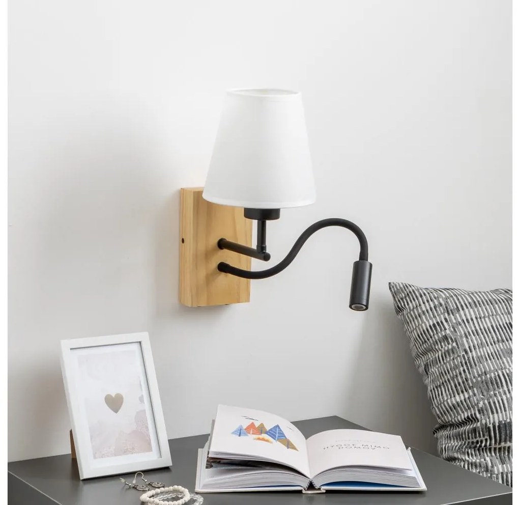 Brilagi - LED Fali lámpa NUBILA WOOD 1xE27/25W/230V + LED/3W tölgy/fehér