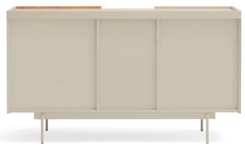 Bézs-natúr színű alacsony komód tölgyfa dekorral 130x78 cm Otto – Teulat