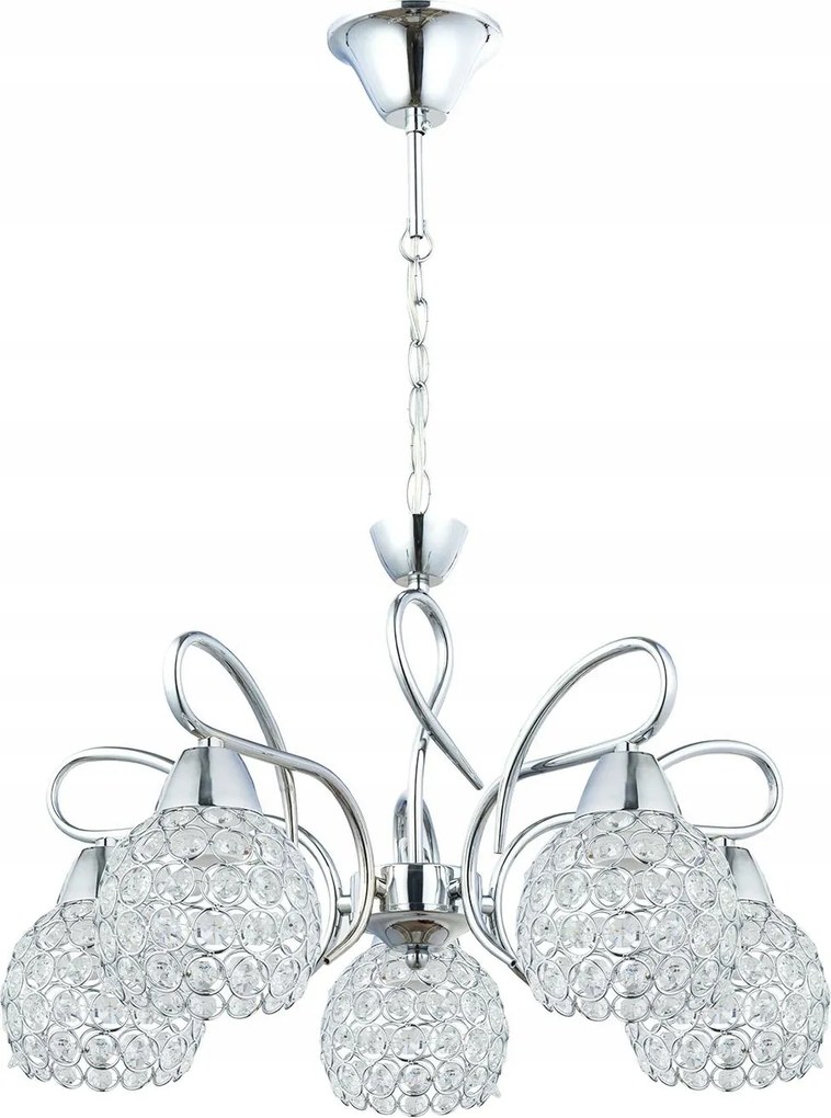 Lámpa kristály csillár függeszték Crystal I 5xE27 kristály lámpabúra króm