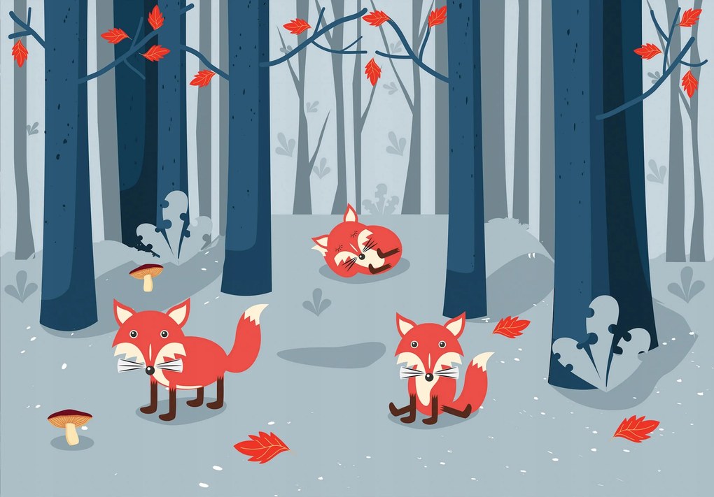 Fotótapéta Gyerekeknek Állatok Erdő Róka 416 x 254