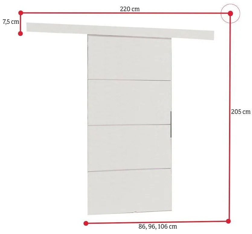 CABANA PLUS tolóajtó, 106x205x1,6cm, fehér