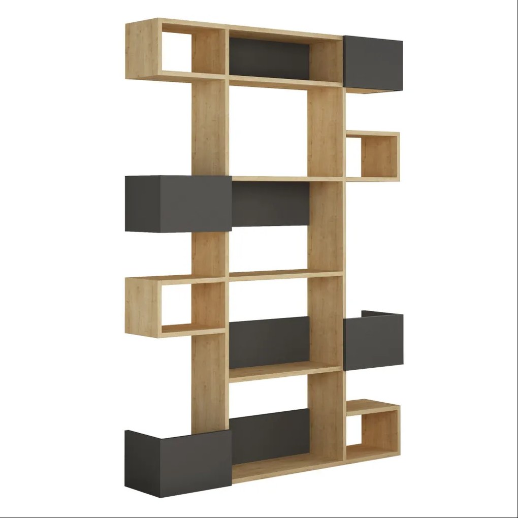Niho könyvespolc, tölgy-antracit, 120 cm