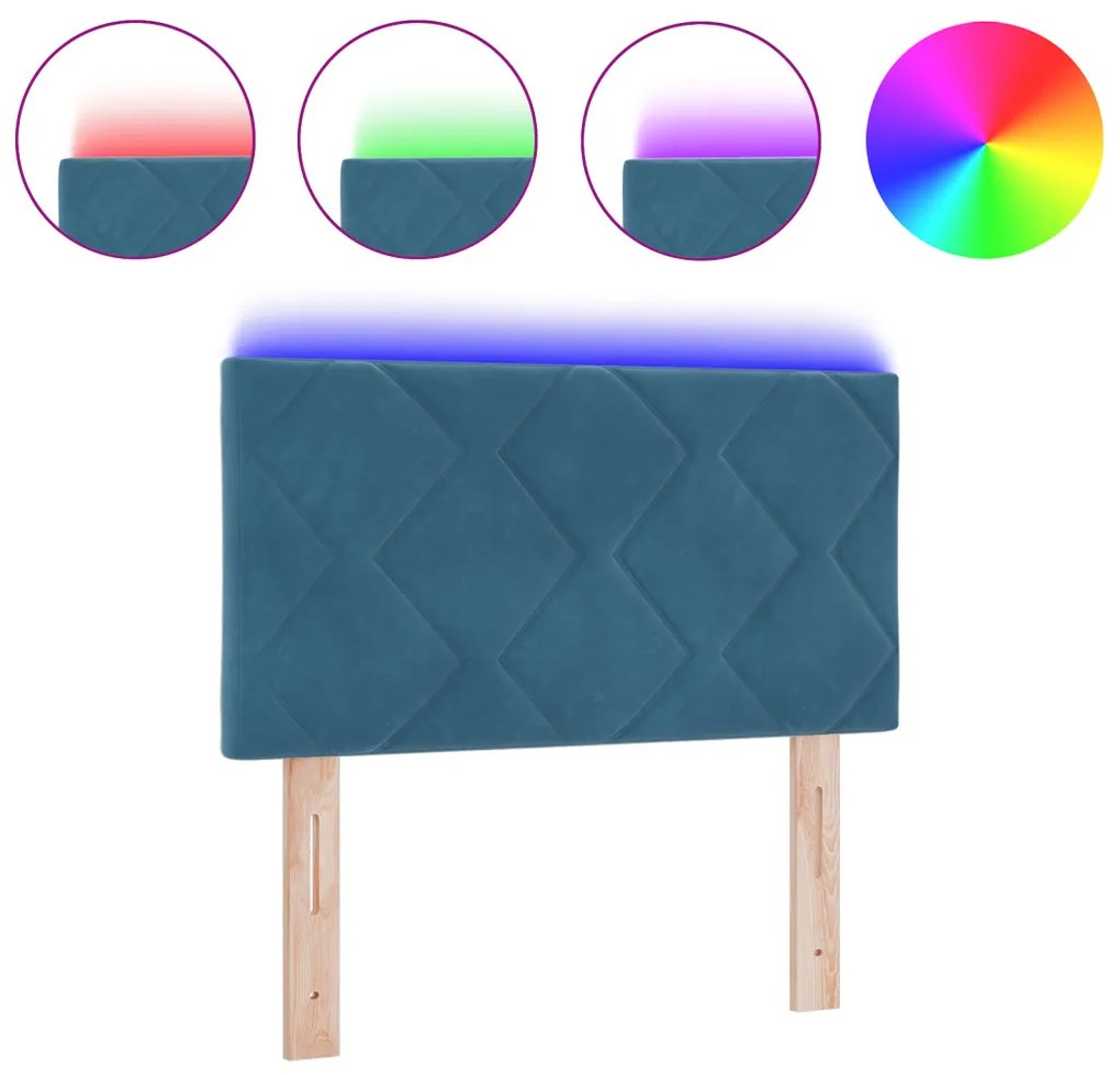 LED Fejtámla LED -es lámpákkal Sötétkék 80 cm Bársony