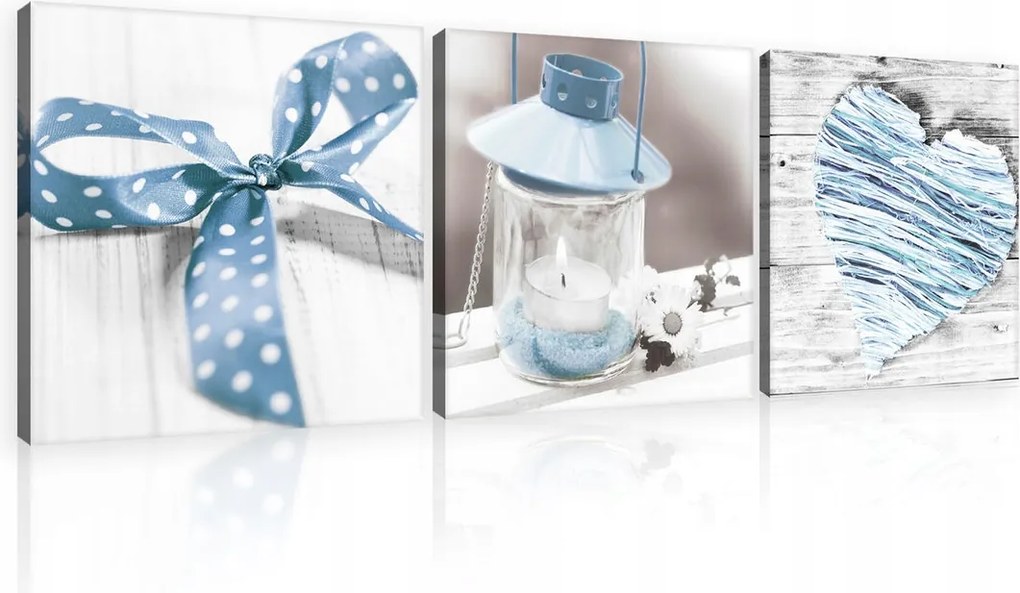 Vászonkép 75x25 Csendélet romantika finomság tenger kék fehér fa