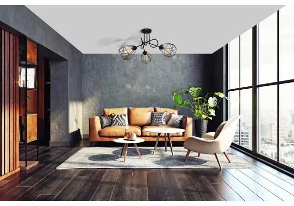 Felületre szerelhető csillár KARO 3xE27/15W/230V fekete