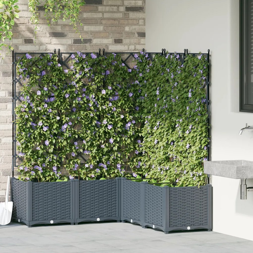 Kert Virágcserép Trellis-szel 5 db Világosszürke 120x120x143 cm