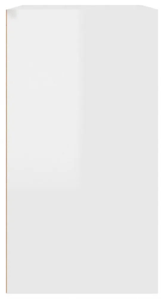 magasfényű fehér szerelt fa pipereszekrény 80 x 40 x 75 cm