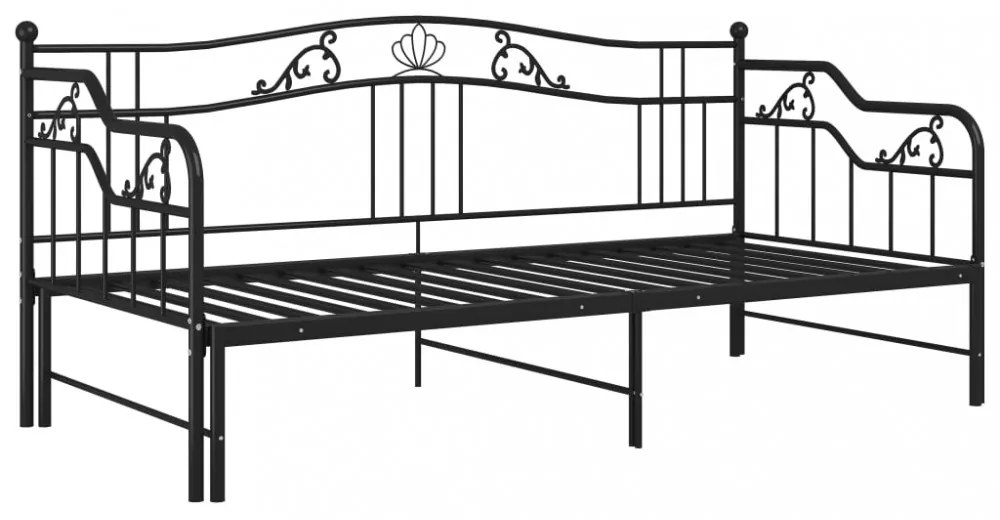 fekete fém kihúzható kanapéágykeret 90 x 200 cm