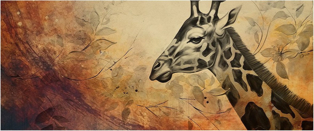 Kép - Zsiráf, festmény (120x50 cm)