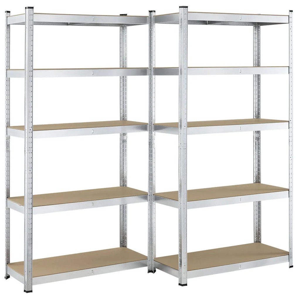 Juskys 2 darabos polcrendszer szett - 180x90x40 cm - ezüst