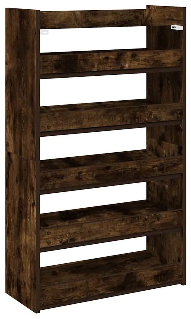 füstös tölgy színű szerelt fa cipőtartó 60x25x100 cm