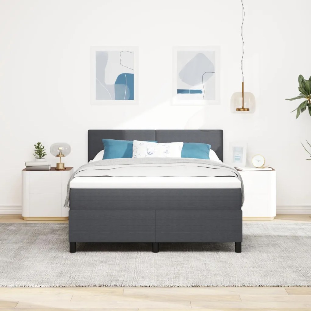 Box Spring Ágy Matraccal Sötét Szürke 160x200 cm Kordbársony Anyag