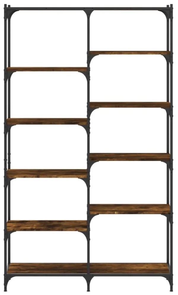 füstös tölgy szerelt fa és vas könyvespolc 100 x 32 x 170 cm