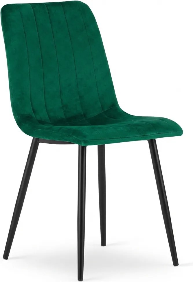 Sötétzöld bársony szék LAVA BOTTLE GREEN fekete lábakkal