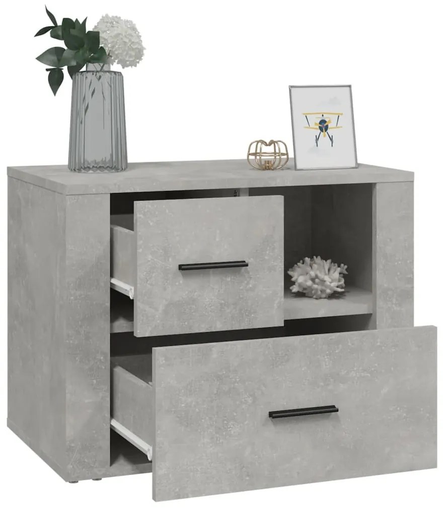 Betonszürke szerelt fa éjjeliszekrény 60 x 36 x 45 cm