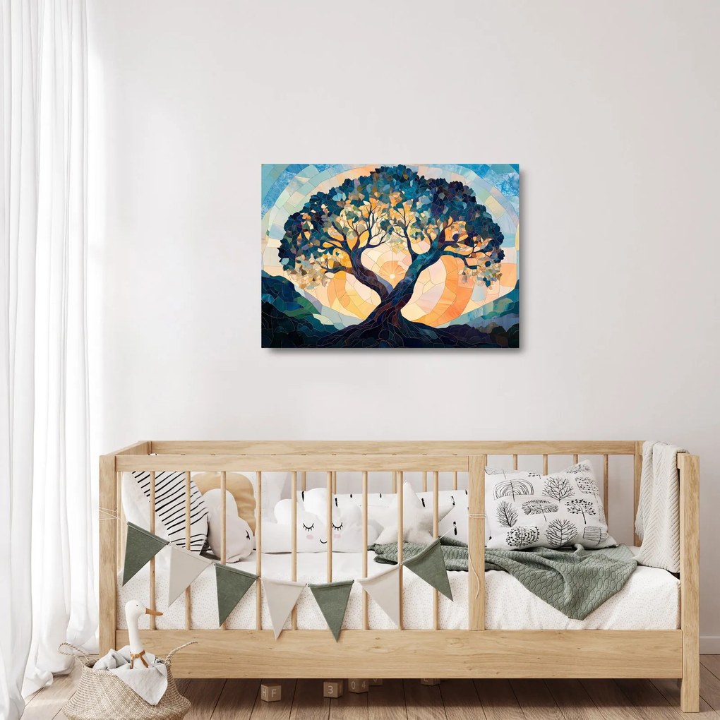 Üveg kép – Mozaik – nap és fa II. (70x50 cm)