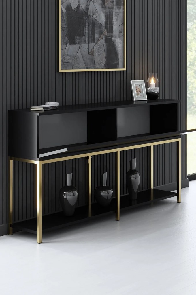 Konzolasztal Lord - Black, Gold