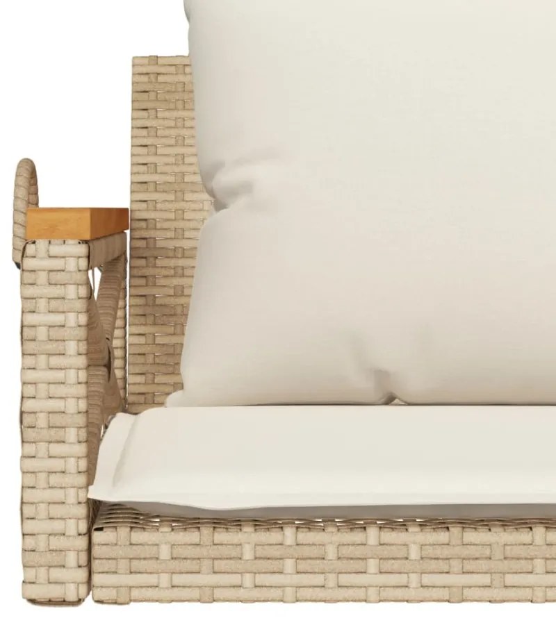 bézs polyrattan hintapad párnákkal 109 x 62 x 40 cm