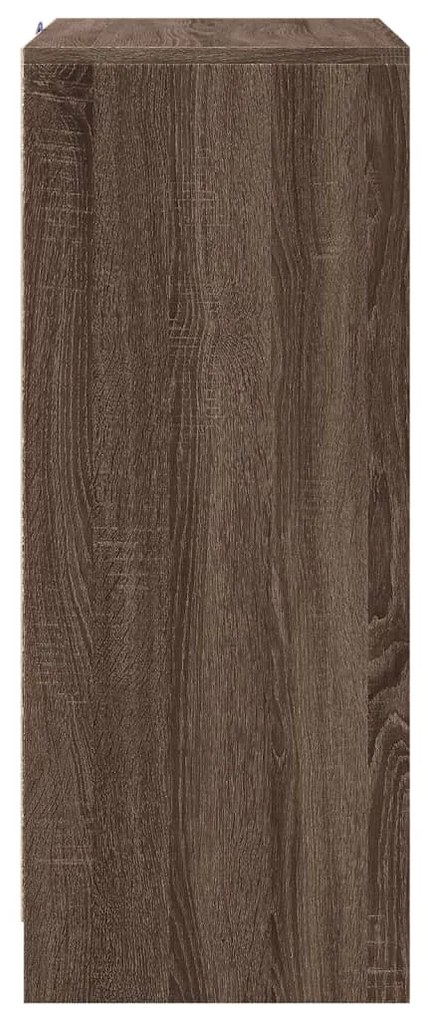 barna tölgy színű szerelt fa tálalószekrény LED-del 77x34x85 cm