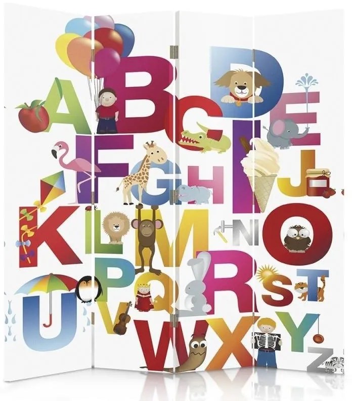 Gario Paraván Színes ábécé Méret: 145 x 170 cm, Kivitelezés: Klasszikus paraván