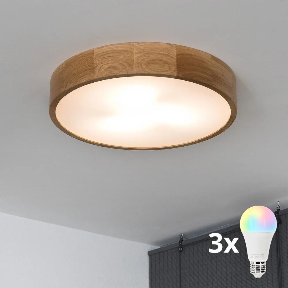 BRILAGI - LED RGBW Dimmelhető mennyezeti lámpa CARVALHO 3xE27/12W/230V tölgy átm. 47,5