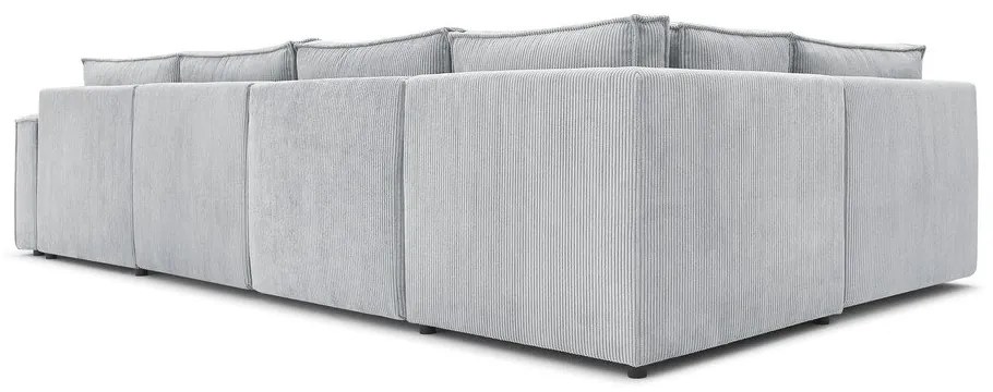 Világosszürke kordbársony sarokkanapé (bal oldali-"U" alakú) Nihad modular – Bobochic Paris
