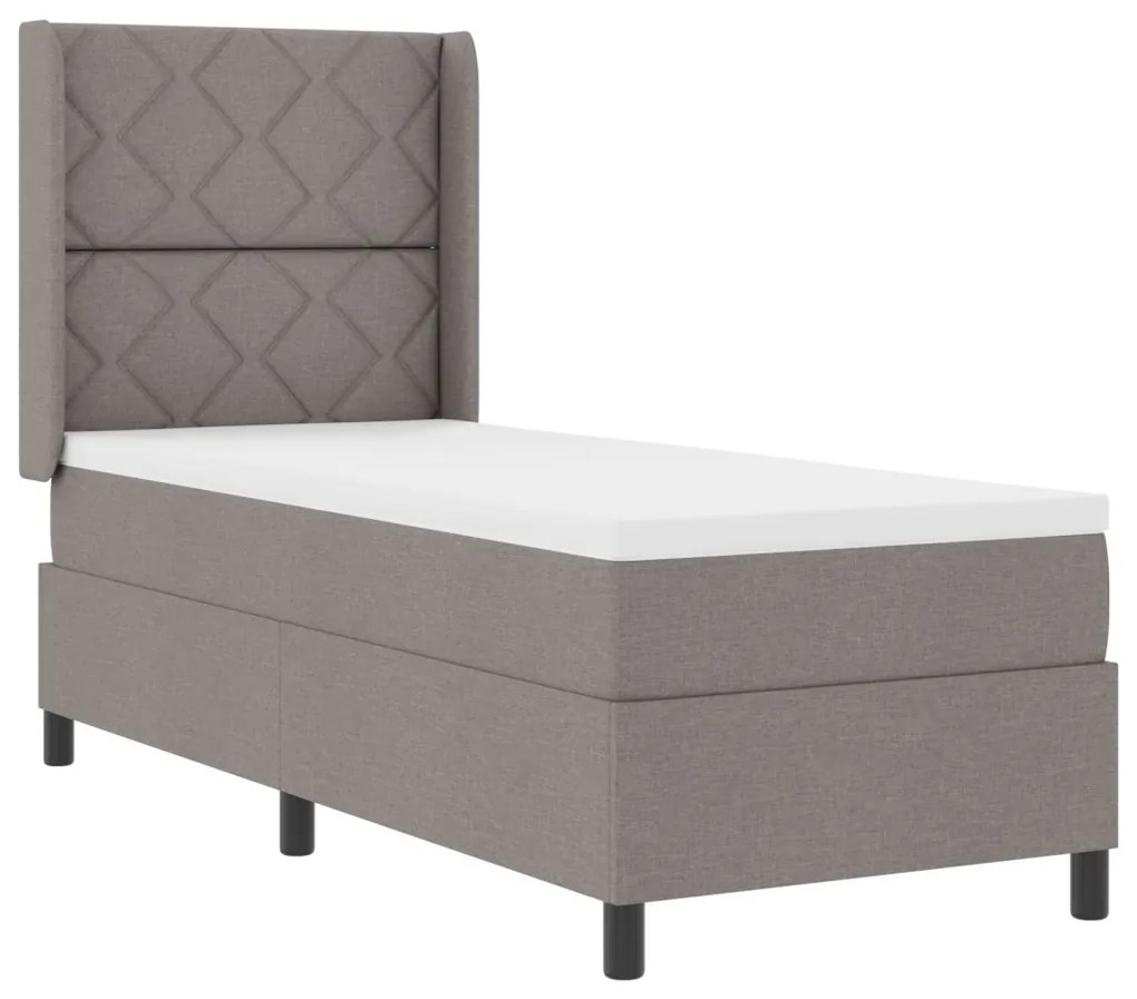 Boxspring Ágy Matraccal és LED Fényekkel, Szürkésbarna, 80x200 cm Szövet