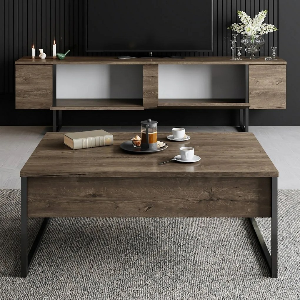 Luxe Walnut and Black TV-asztal